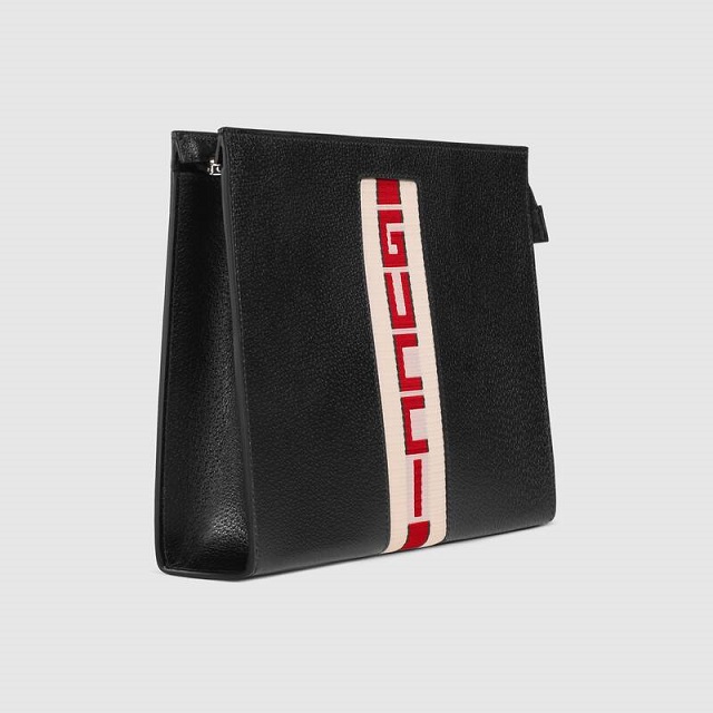 Gucci Stripe Leather Pouch là mẫu túi xách nam Gucci cứng cáp và chuẩn form